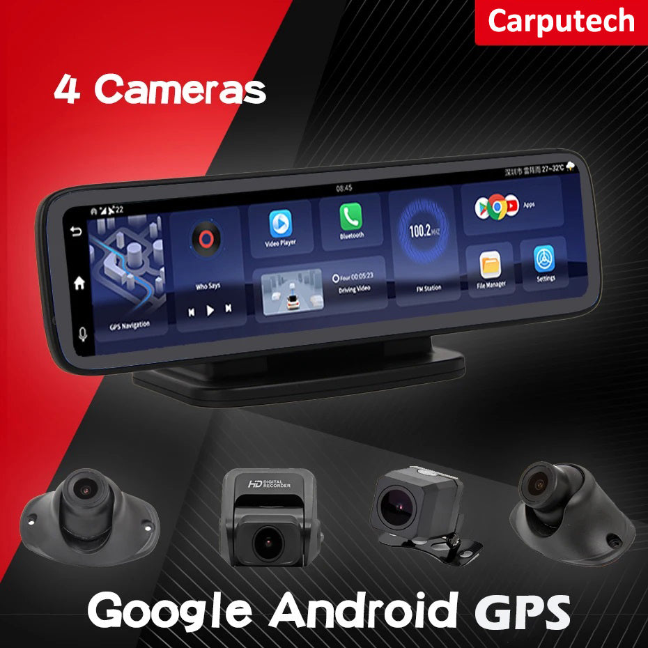 Carputech 4 CH Panoramic Dash Cam 4G LTE Android dashboard Camera GPS  Navigation 720P Video Recorder Bluetooth WiFi Monitor